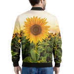 Sunflower Landscape Print Men's Bomber Jacket