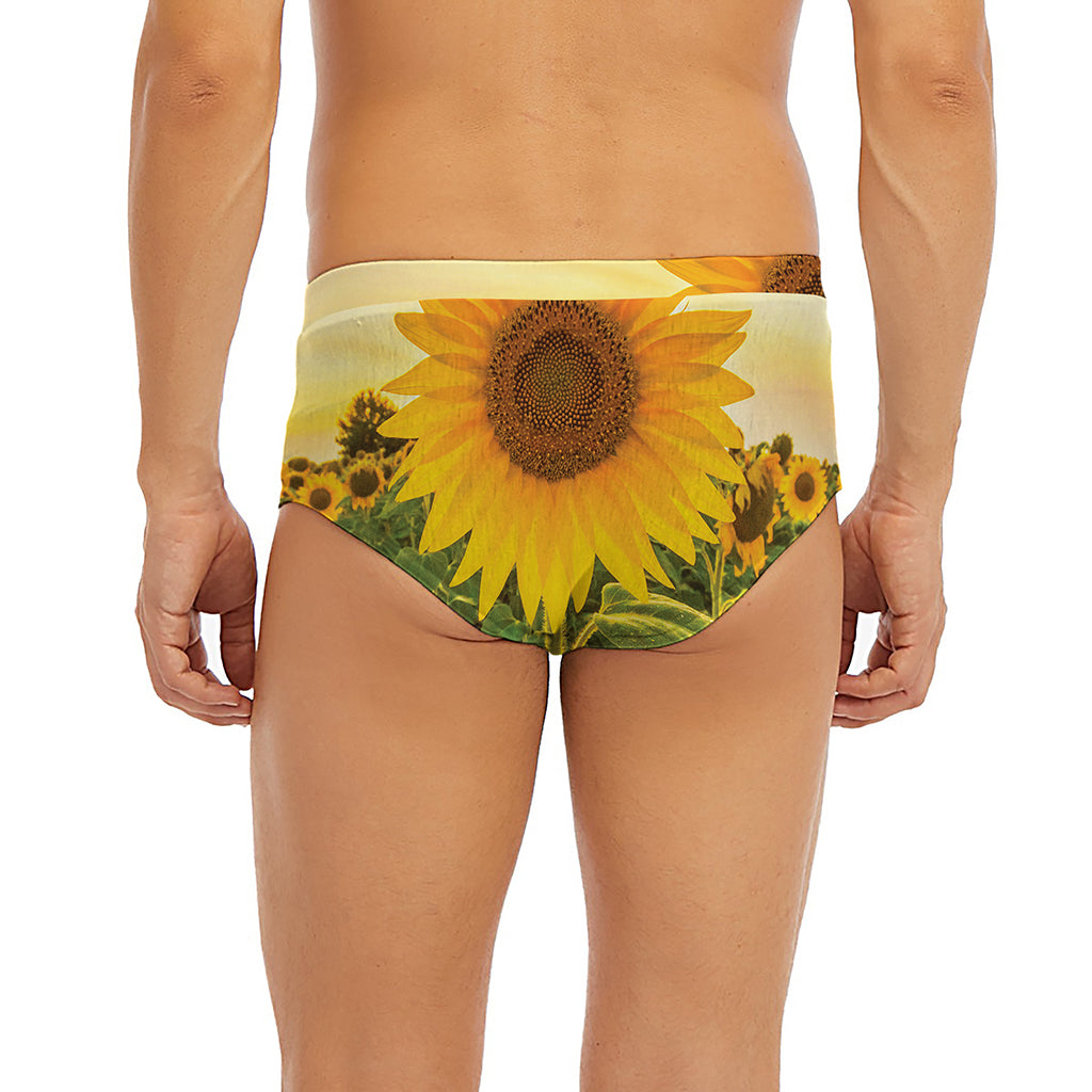 Sunflower Landscape Print Men's Briefs