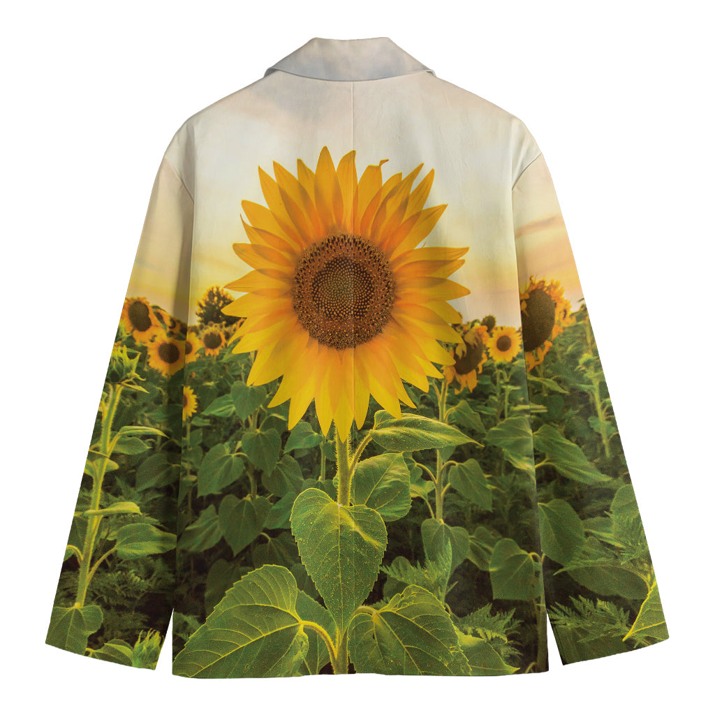Sunflower Landscape Print Men's Cotton Blazer