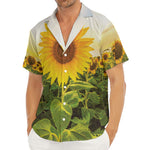 Sunflower Landscape Print Men's Deep V-Neck Shirt