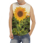 Sunflower Landscape Print Men's Fitness Tank Top