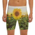 Sunflower Landscape Print Men's Long Boxer Briefs