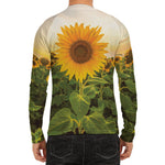 Sunflower Landscape Print Men's Long Sleeve Rash Guard