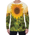 Sunflower Landscape Print Men's Long Sleeve T-Shirt