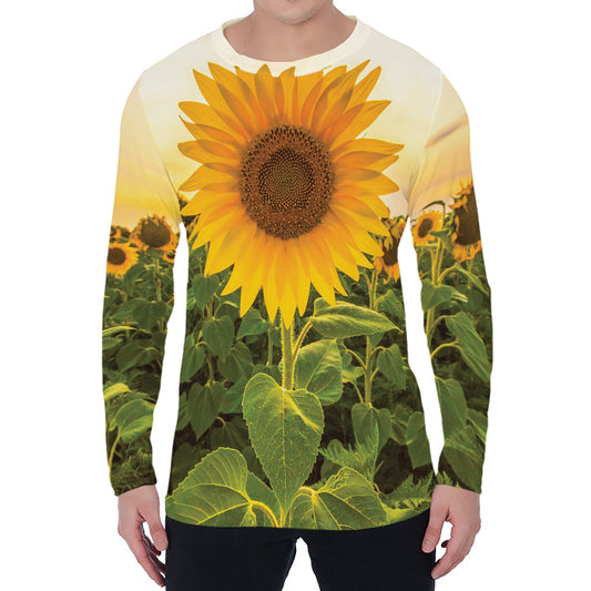 Sunflower Landscape Print Men's Long Sleeve T-Shirt