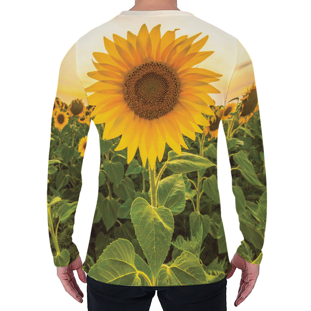Sunflower Landscape Print Men's Long Sleeve T-Shirt