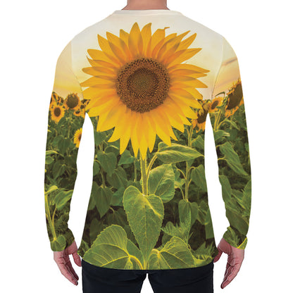 Sunflower Landscape Print Men's Long Sleeve T-Shirt