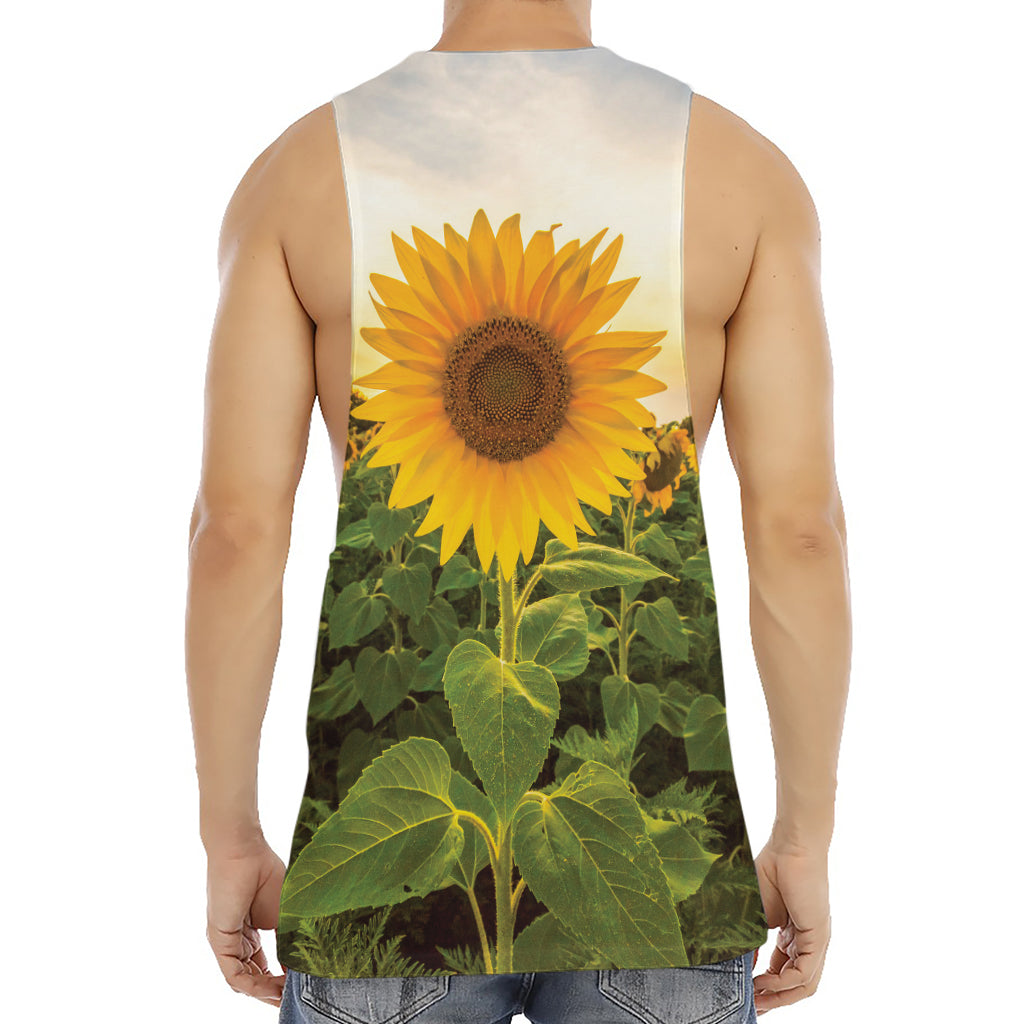Sunflower Landscape Print Men's Muscle Tank Top