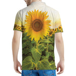 Sunflower Landscape Print Men's Polo Shirt