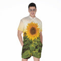 Sunflower Landscape Print Men's Romper
