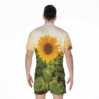 Sunflower Landscape Print Men's Rompers