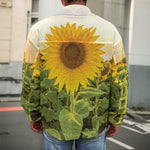 Sunflower Landscape Print Men's Shirt Jacket