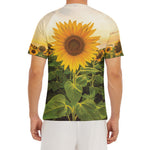 Sunflower Landscape Print Men's Short Sleeve Rash Guard