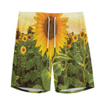 Sunflower Landscape Print Men's Sports Shorts