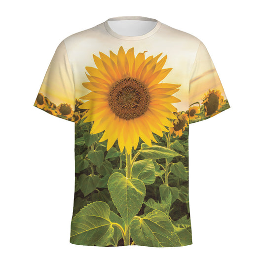 Sunflower Landscape Print Men's Sports T-Shirt