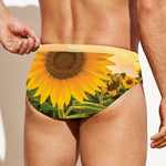 Sunflower Landscape Print Men's Swim Briefs