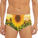 Sunflower Landscape Print Men's Triangle Swim Briefs