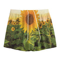 Sunflower Landscape Print Mesh Shorts