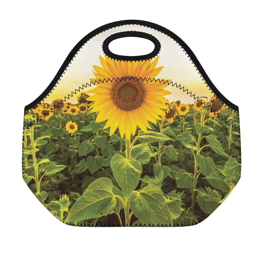 Sunflower Landscape Print Neoprene Lunch Bag