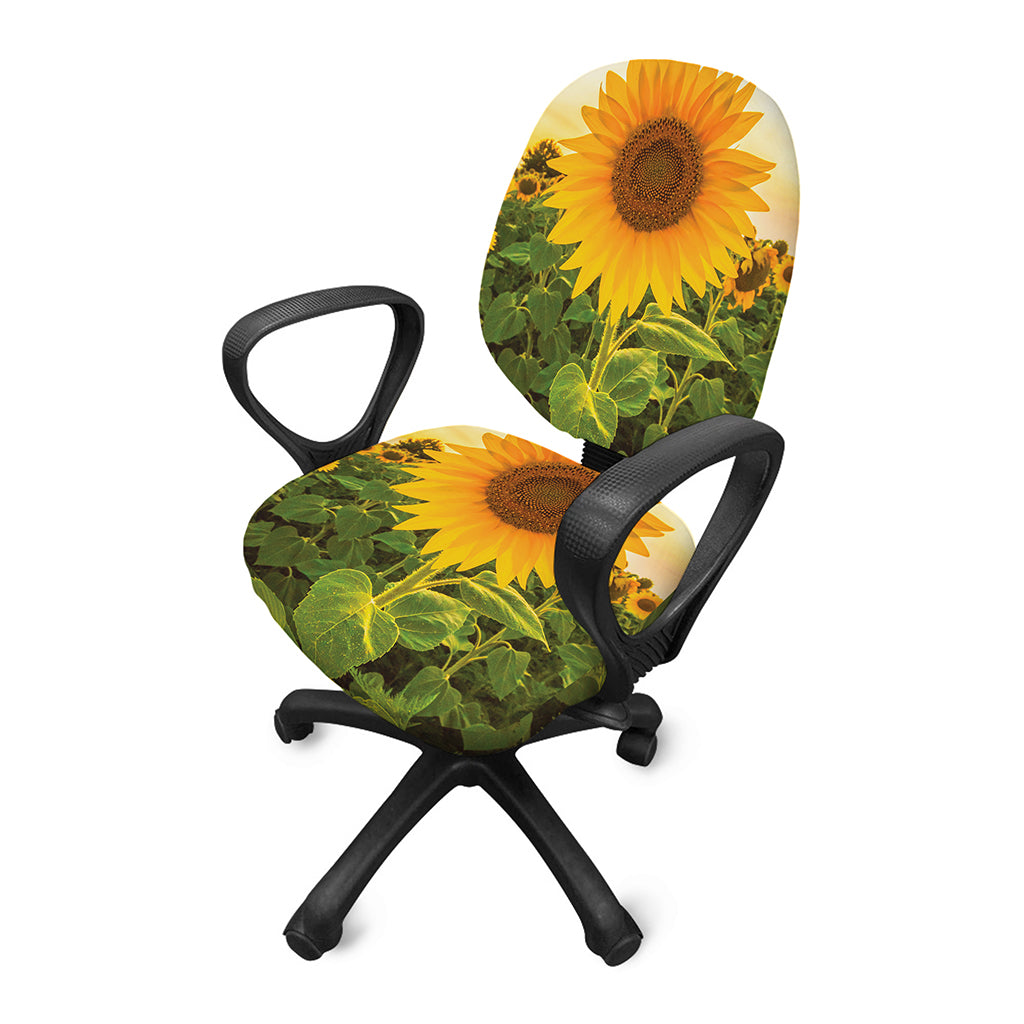 Sunflower Landscape Print Office Chair Cover