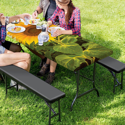 Sunflower Landscape Print Picnic Table Cover