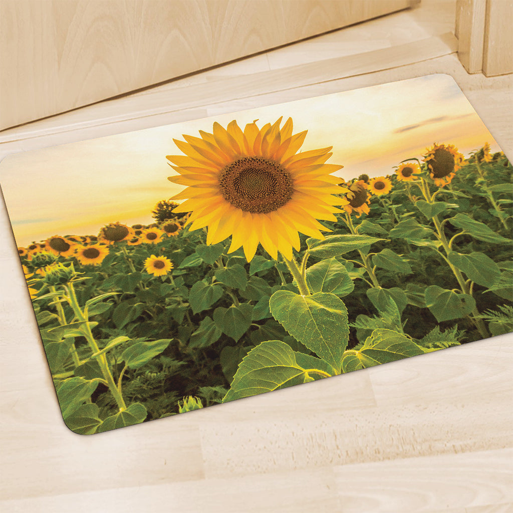 Sunflower Landscape Print Polyester Doormat