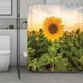 Sunflower Landscape Print Polyester Shower Curtain
