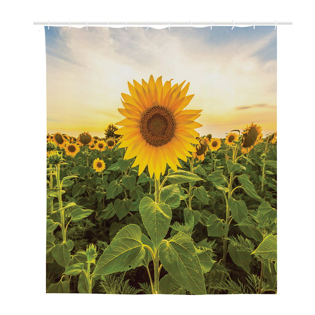 Sunflower Landscape Print Polyester Shower Curtain