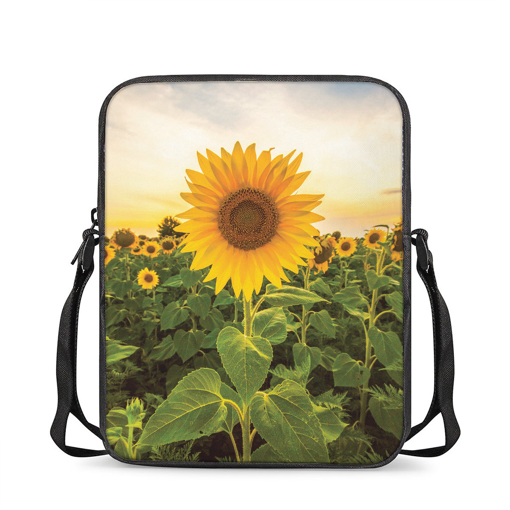 Sunflower Landscape Print Rectangular Crossbody Bag