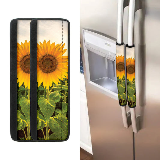 Sunflower Landscape Print Refrigerator Handle Covers