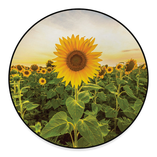 Sunflower Landscape Print Round Floor Mat