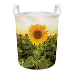Sunflower Landscape Print Round Laundry Basket
