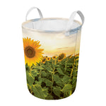 Sunflower Landscape Print Round Laundry Basket