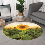 Sunflower Landscape Print Round Rug