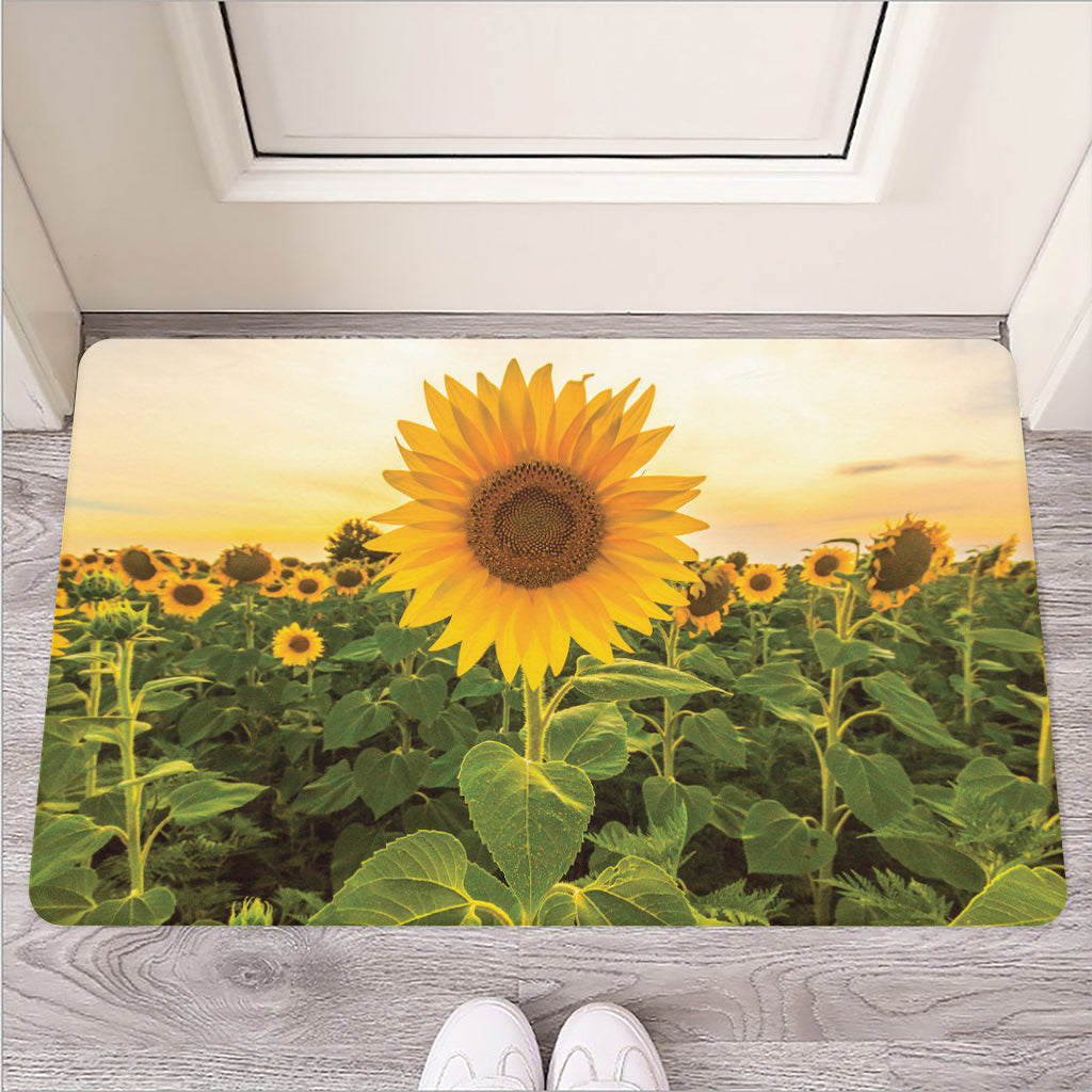 Sunflower Landscape Print Rubber Doormat