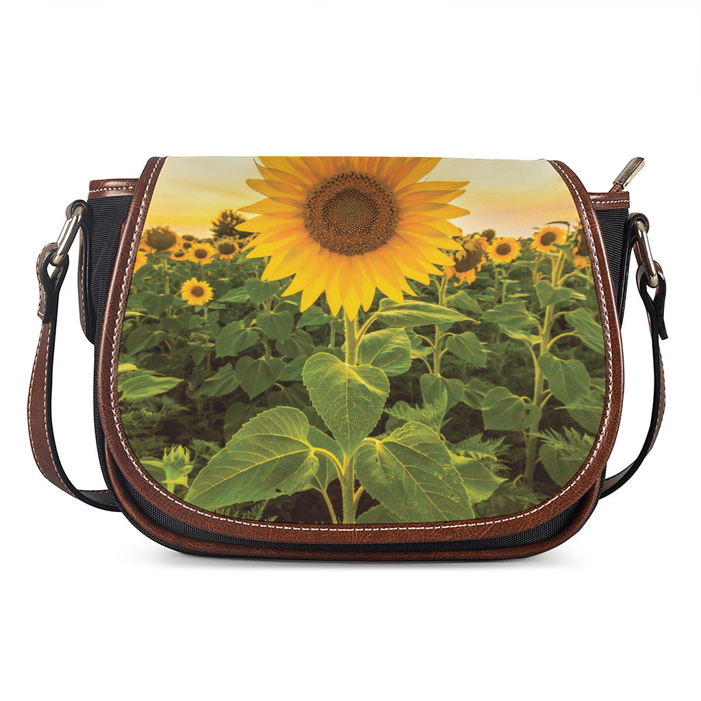 Sunflower Landscape Print Saddle Bag