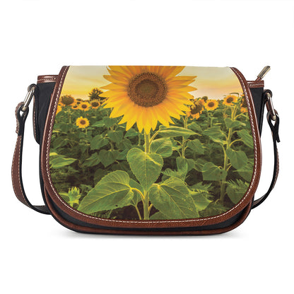 Sunflower Landscape Print Saddle Bag