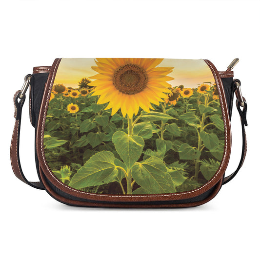 Sunflower Landscape Print Saddle Bag