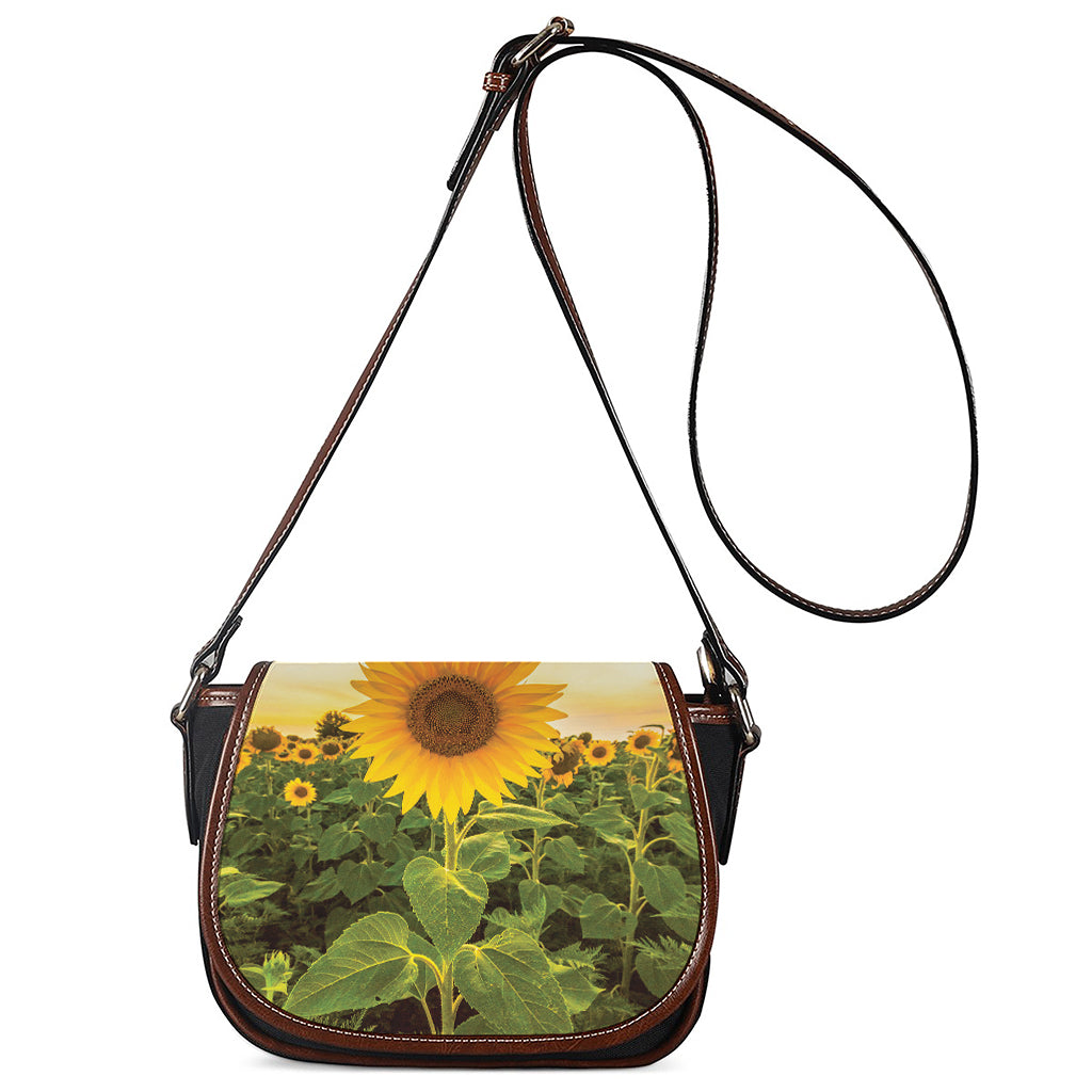 Sunflower Landscape Print Saddle Bag