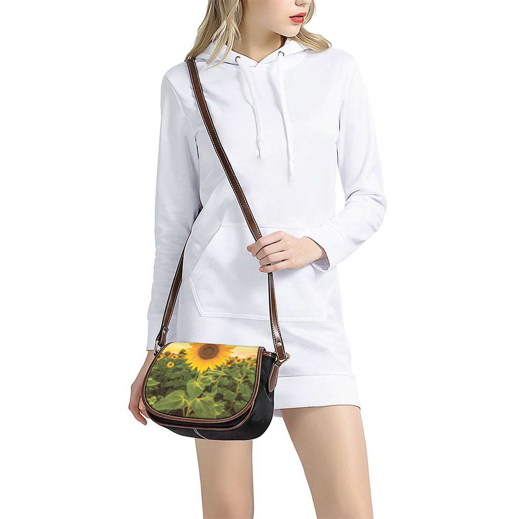 Sunflower Landscape Print Saddle Bag
