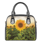 Sunflower Landscape Print Shoulder Handbag