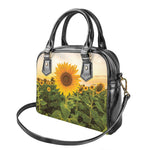 Sunflower Landscape Print Shoulder Handbag