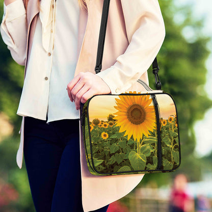 Sunflower Landscape Print Shoulder Strap Bible Bag