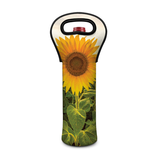 Sunflower Landscape Print Single Neoprene Wine Tote