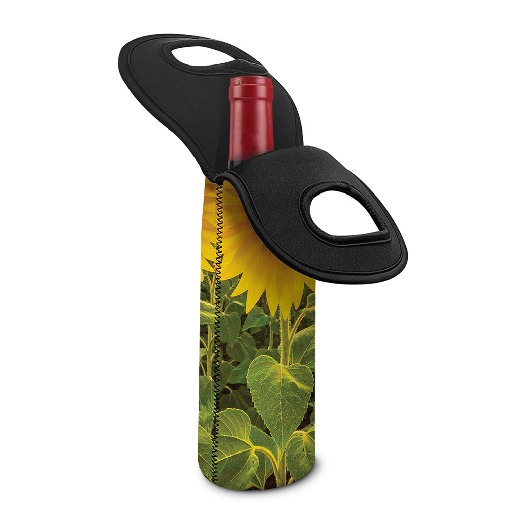 Sunflower Landscape Print Single Neoprene Wine Tote