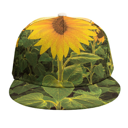 Sunflower Landscape Print Snapback Cap