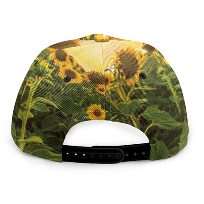 Sunflower Landscape Print Snapback Cap