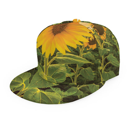 Sunflower Landscape Print Snapback Cap