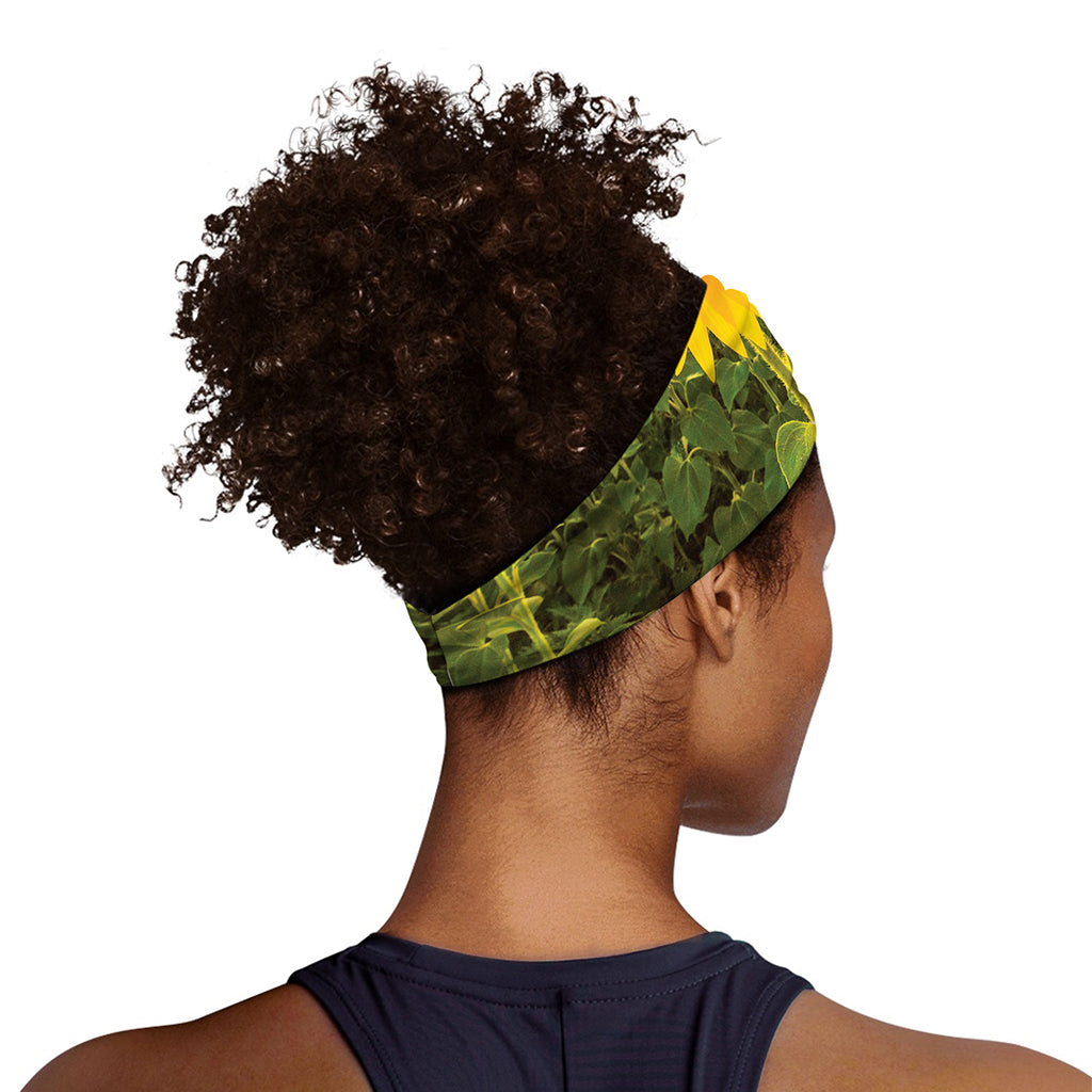 Sunflower Landscape Print Sports Headband