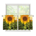 Sunflower Landscape Print Tier Curtains